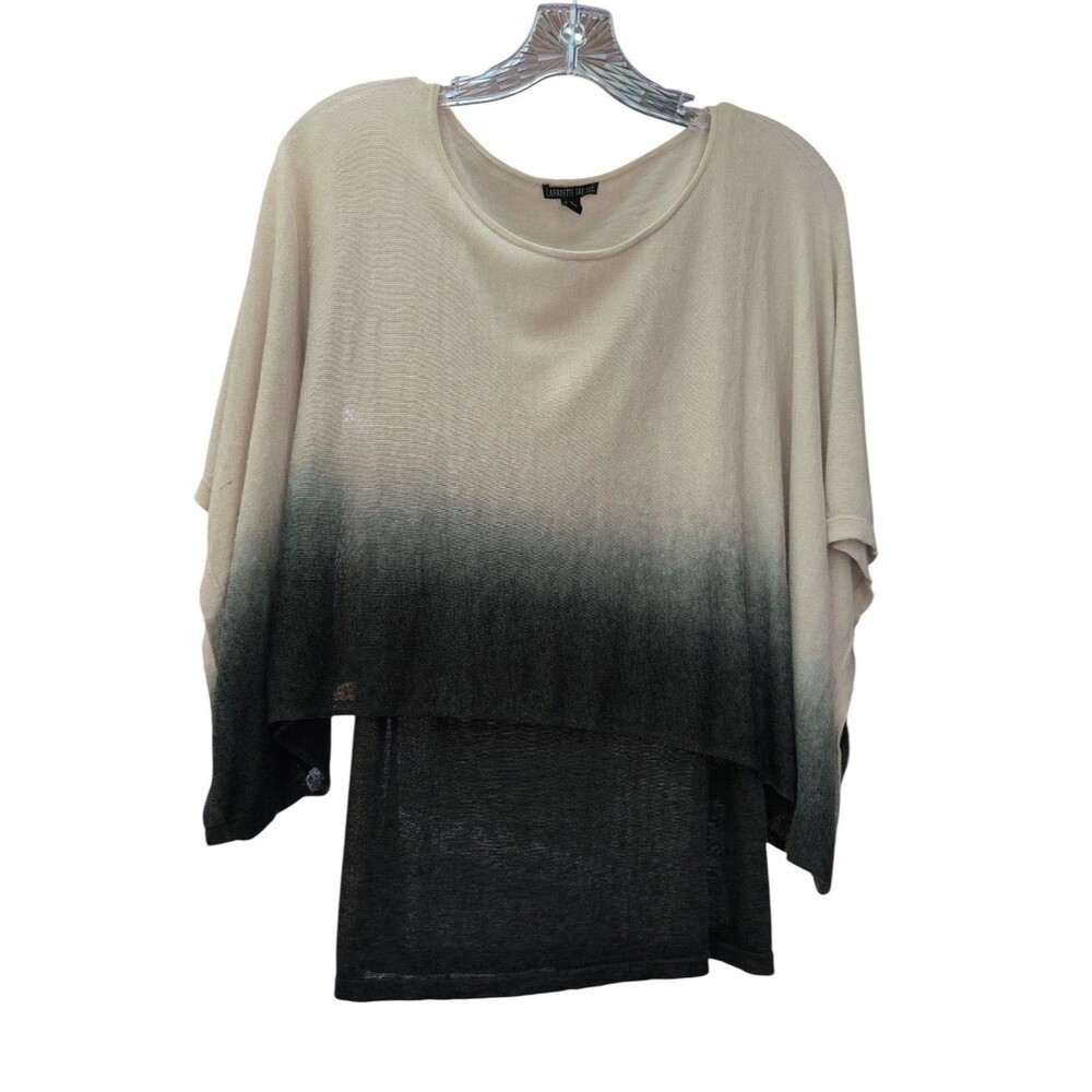 Lafayette 148 New York P Petite Ombre Layered Poncho Tunic Top Linen Blend